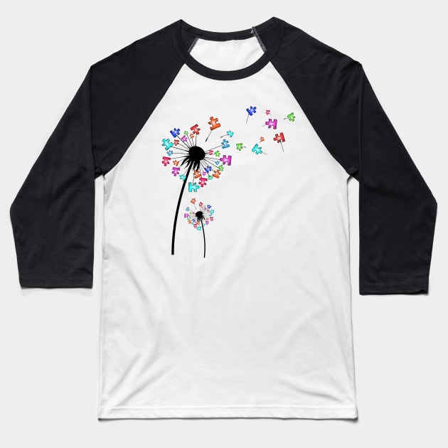 Autism Awareness Dandelion Flowers Baseball T-Shirt by ValentinkapngTee